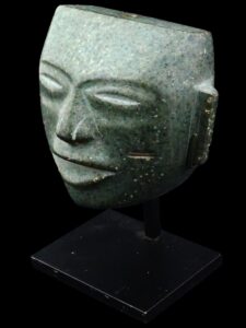 Ancient pre Columbian carved green Steatite Mask - View 1