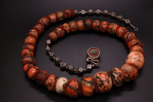 Earthbound Mosaic: Coral & Silver Necklace - View 2