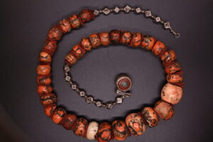 Earthbound Mosaic: Coral & Silver Necklace - View 4