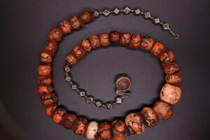 Earthbound Mosaic: Coral & Silver Necklace - View 3