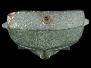 Ancient pre Columbian carved green Steatite Mask - View 2