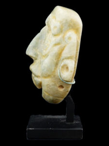 Ancient Pre Columbian Mayan Jade Mask with Stand - View 3