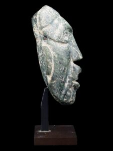 Ancient Pre Columbian Mesoamerican Jade Mask with Stand - View 4