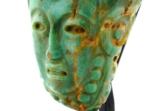 Ancient Pre Columbian Mayan Carved Green Jade Mask - View 6