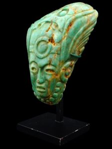 Ancient Pre Columbian Mayan Carved Green Jade Mask - View 5