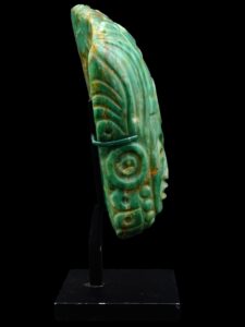 Ancient Pre Columbian Mayan Carved Green Jade Mask - View 3